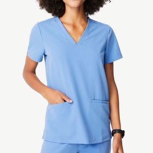 Figs Casma Three Pocket Scrub Top Ceil Blue